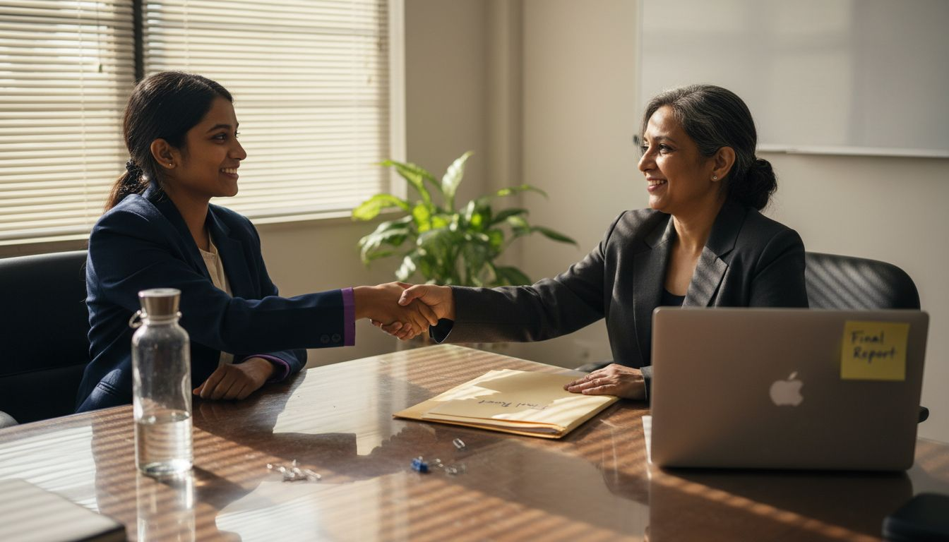 Intern receiving recognition for event internship