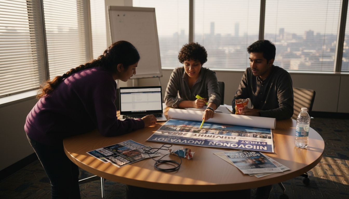 Event team planning event promotion together