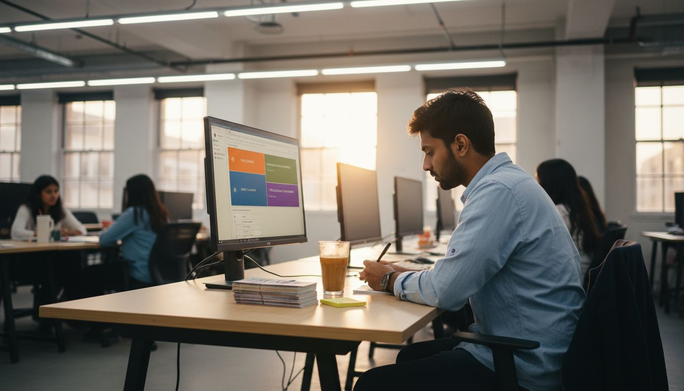 Manager sorting color-coded event tasks