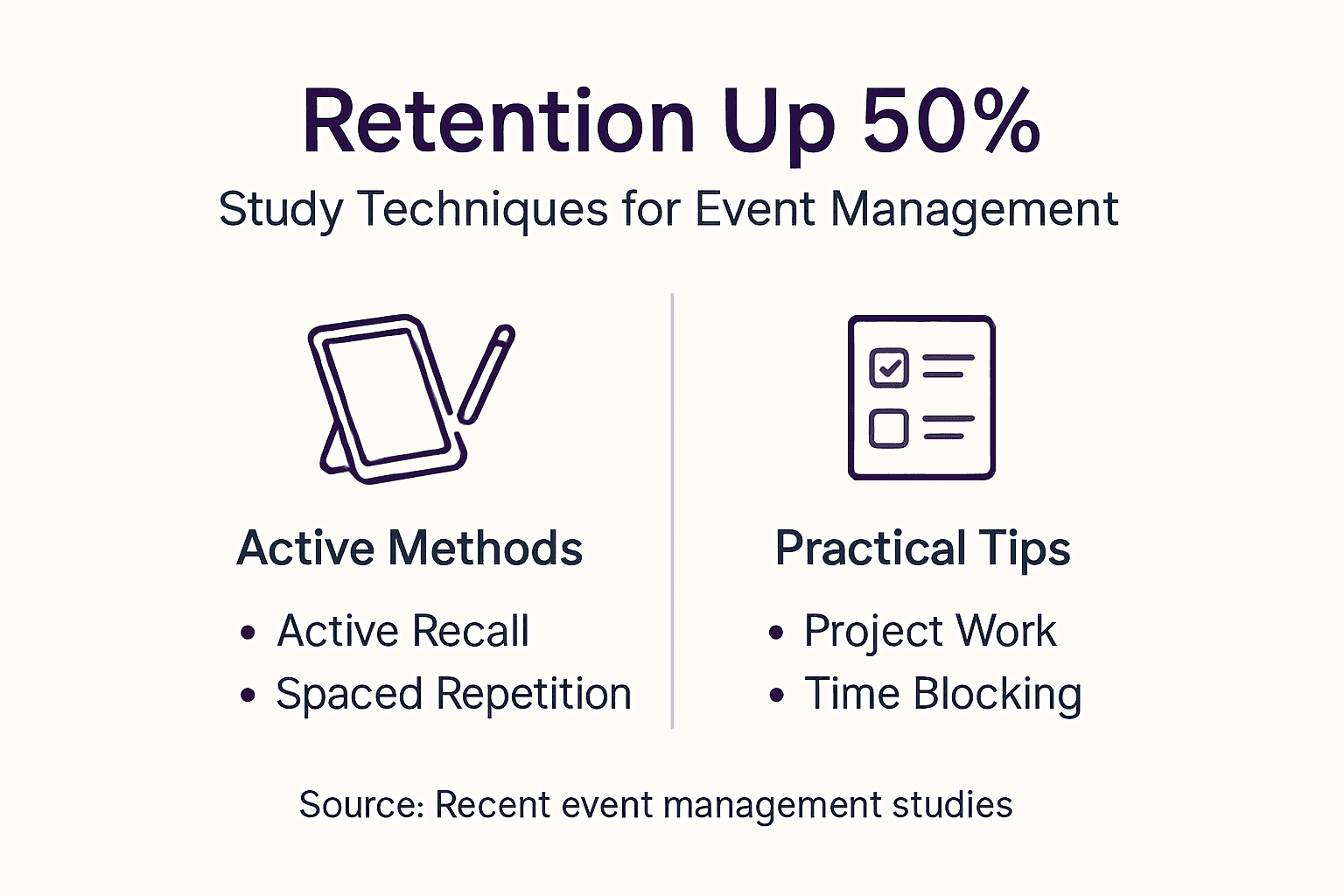 Infographic showing study methods to boost retention