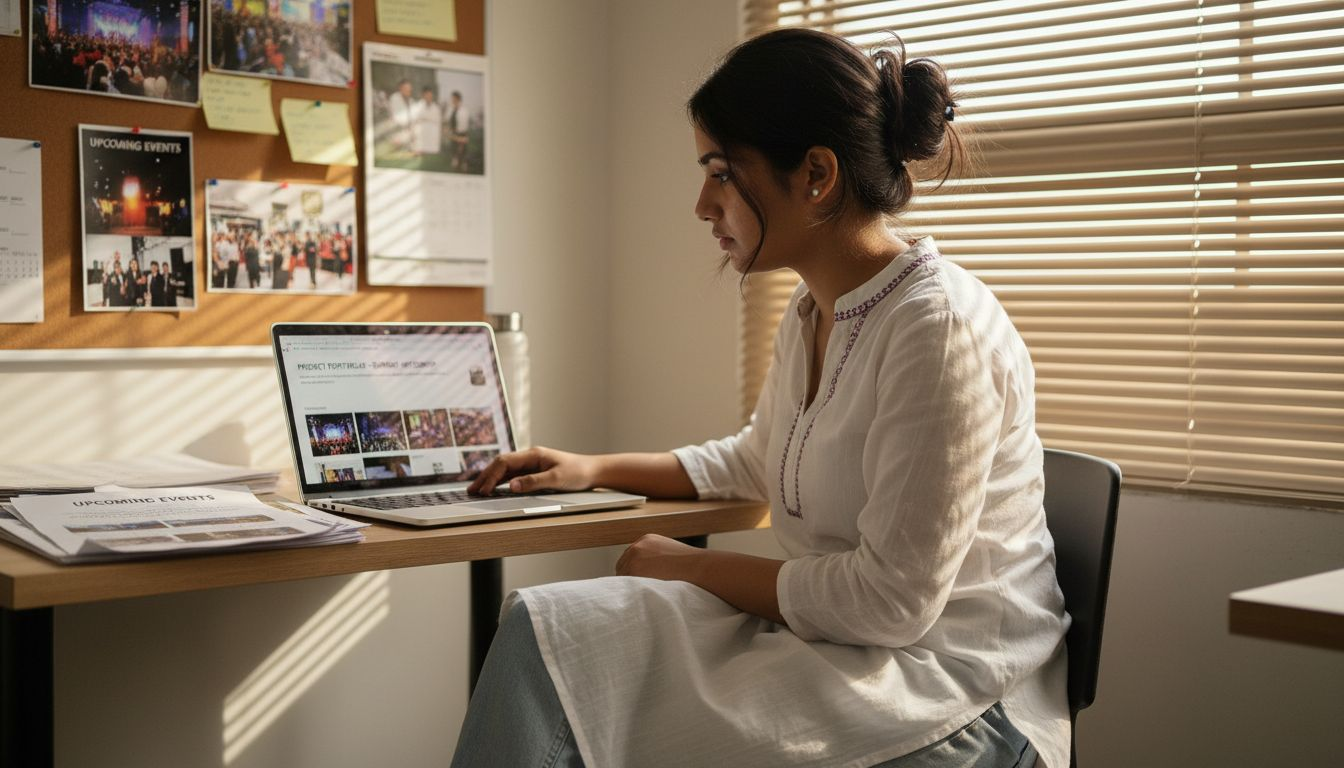 Student documenting event internship experience