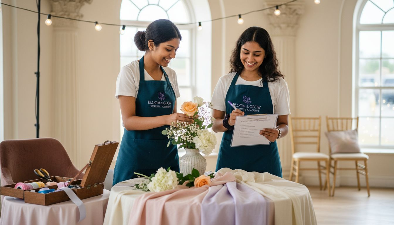 Students in hands-on wedding design workshop