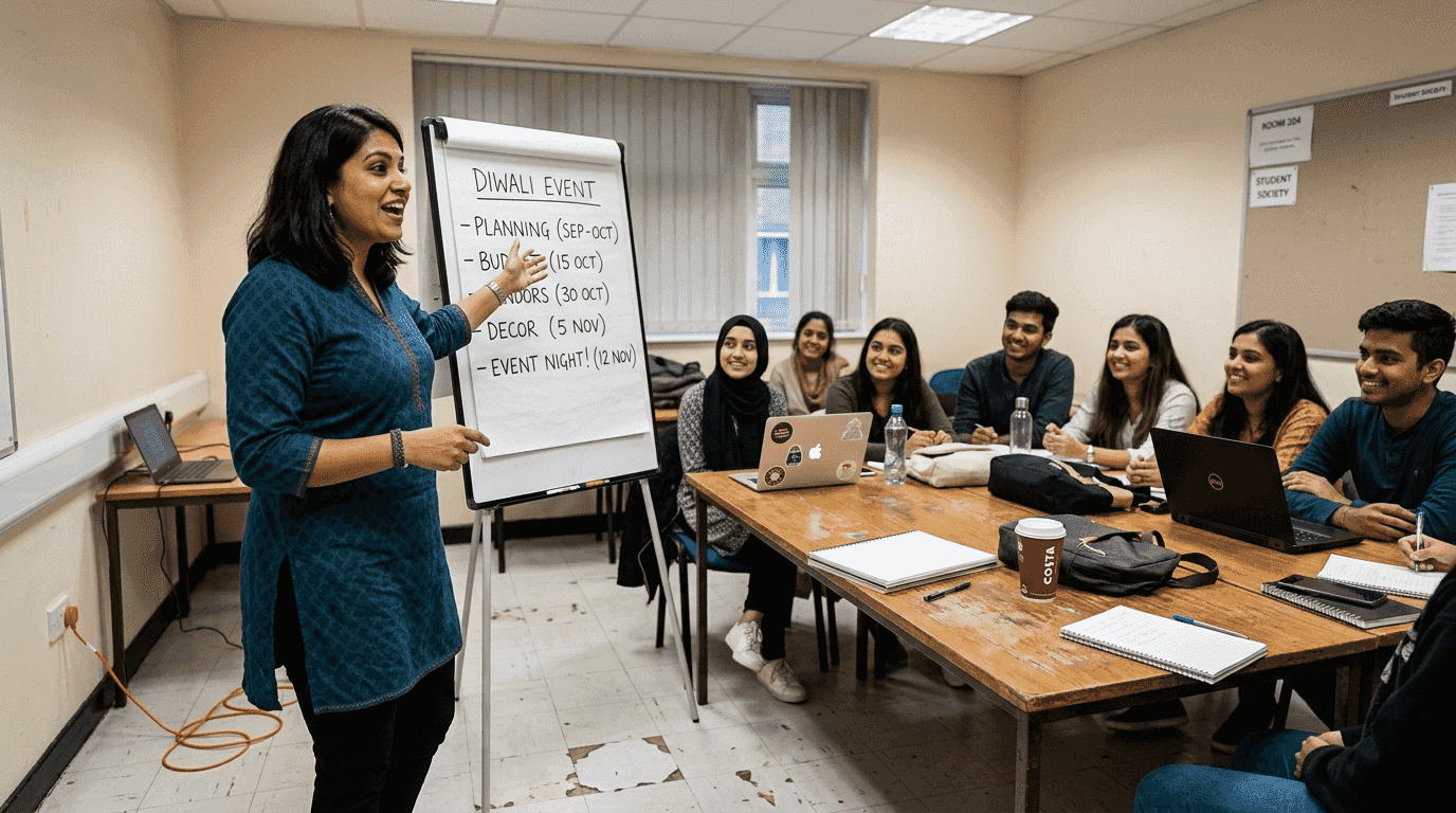 Speaker capturing audience with Diwali story