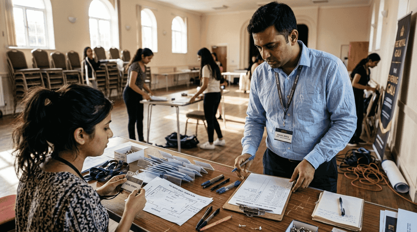 Event planner managing guest registration details