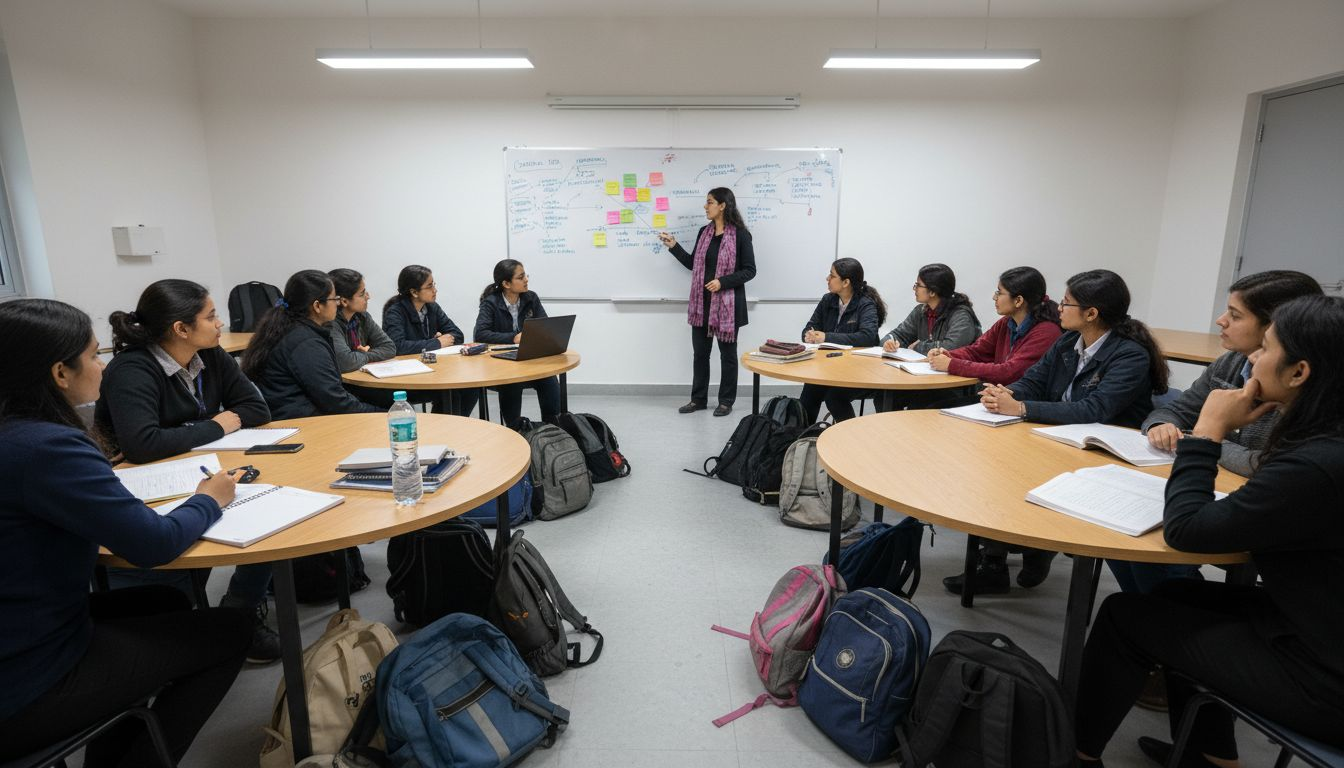 Students learning in event management classroom