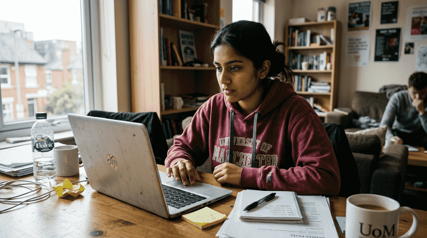 Student updating CV for networking event
