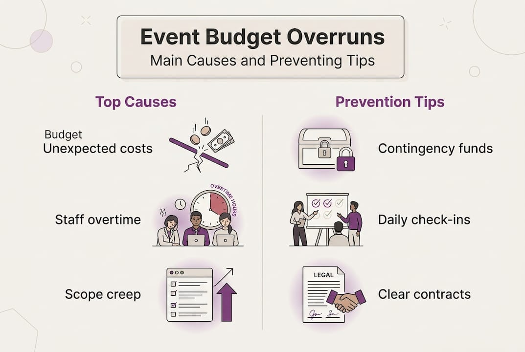 Causes and prevention of event budget overruns infographic