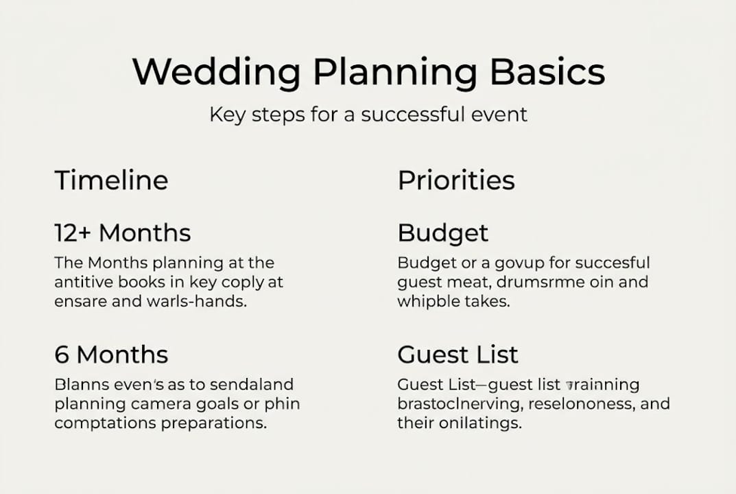 Infographic with wedding planning timeline and priorities