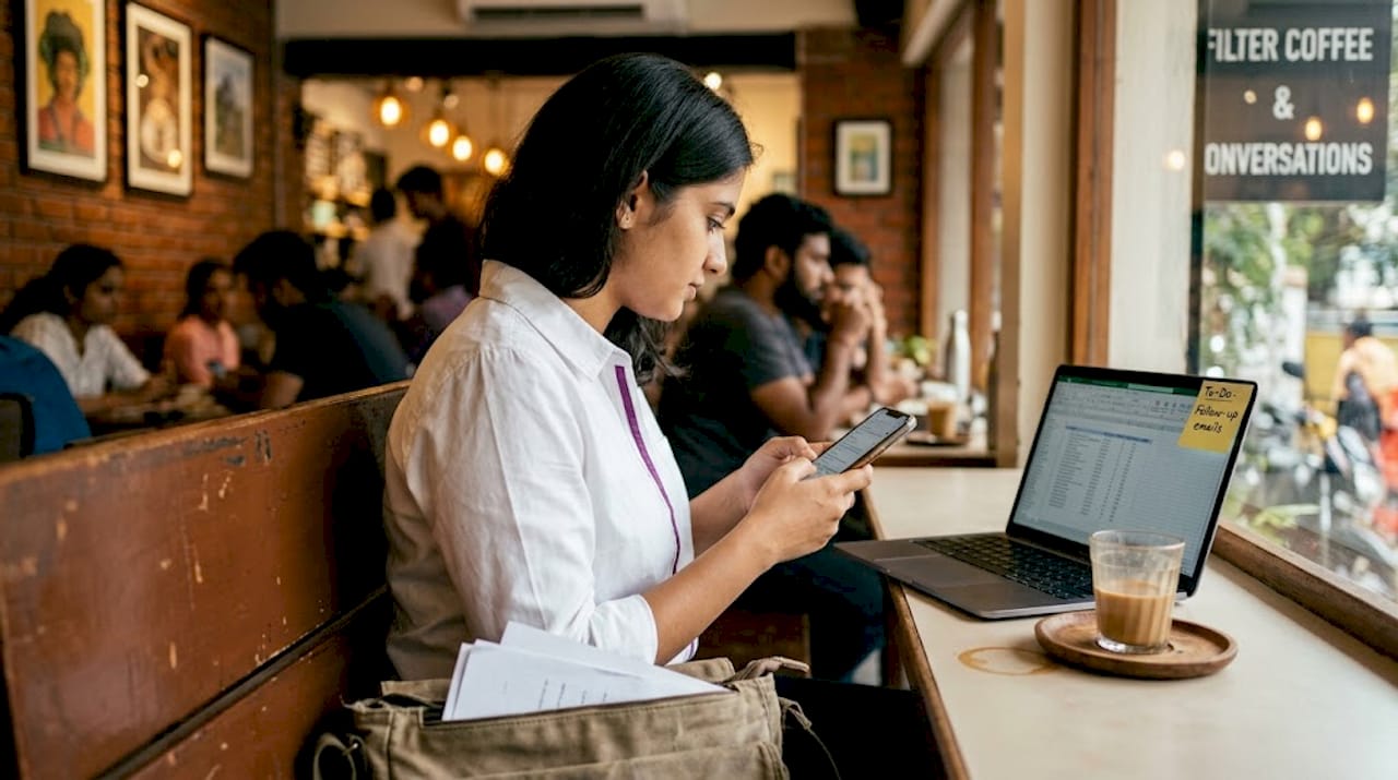 Certified professional checks results on phone