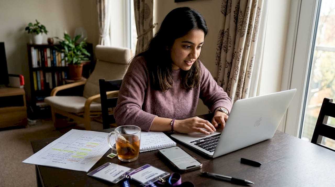Woman updates event experience on summary sheet