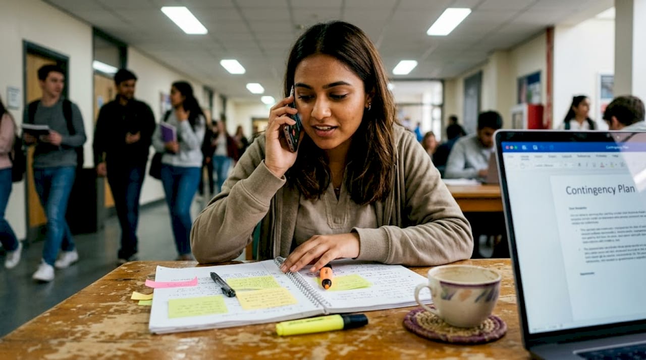 Student handling event crisis planning call