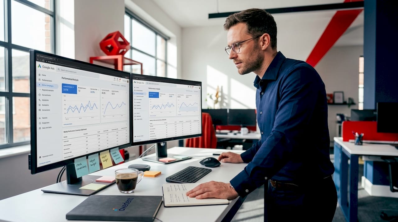 PPC analyst reviews Google Ads audit data