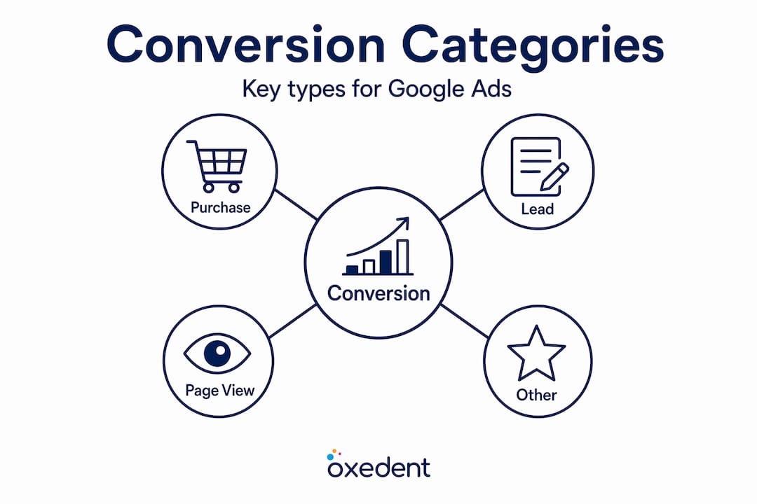 Infographic showing Google Ads conversion categories