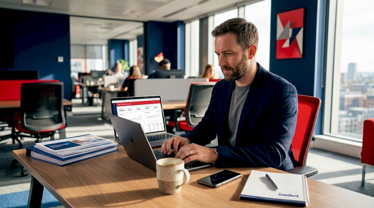 Professional reviewing PPC campaign data on laptop