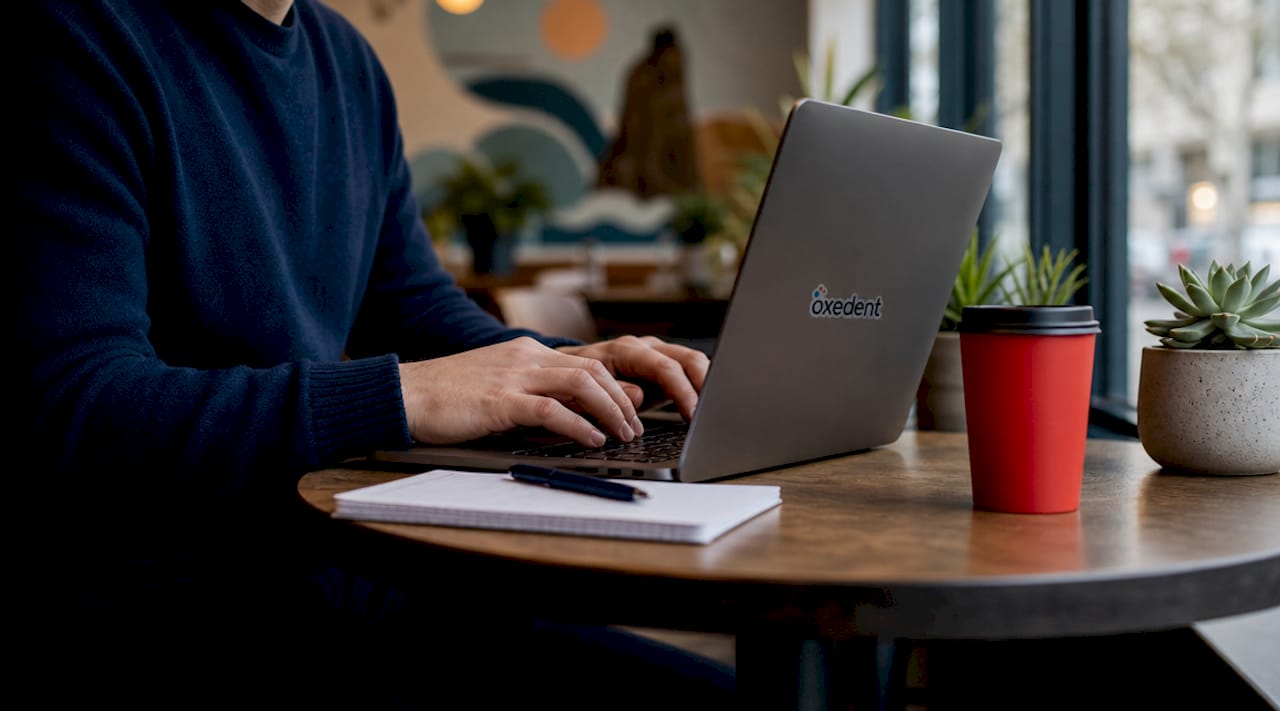 Person typing on laptop setting up ecommerce campaign