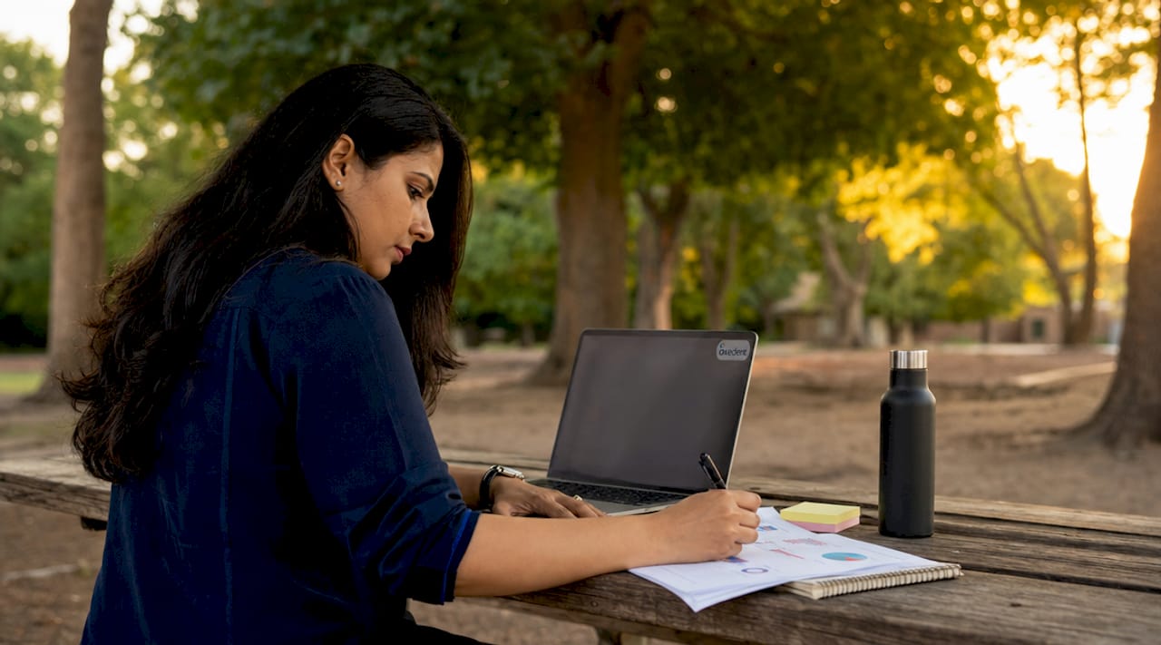 Marketing analyst reviewing campaign reports
