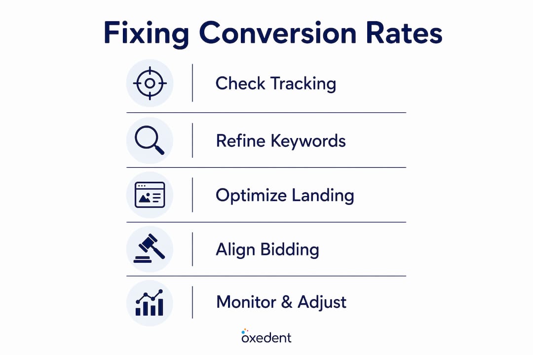 Infographic outlining steps to improve conversions