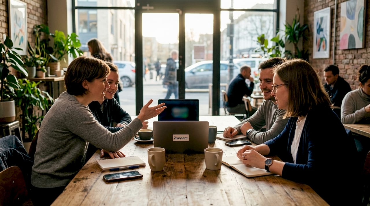 Marketing team discussing Google Ads campaign
