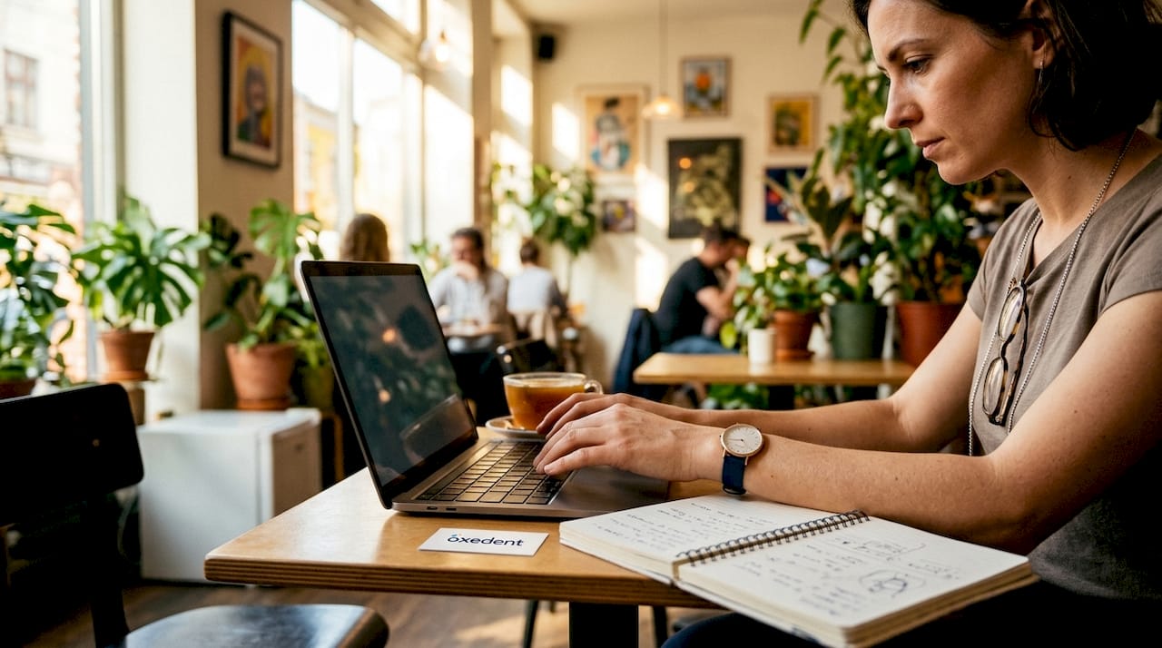 Marketer adjusting PPC budget at home office desk