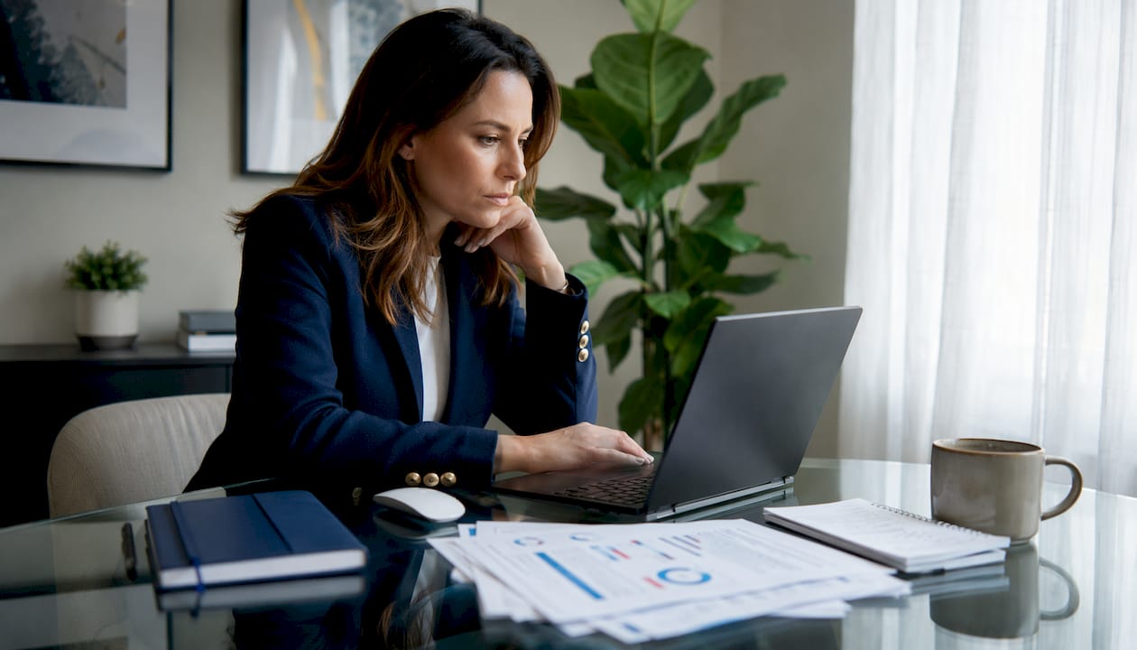Marketer reviewing Google Shopping campaigns at desk