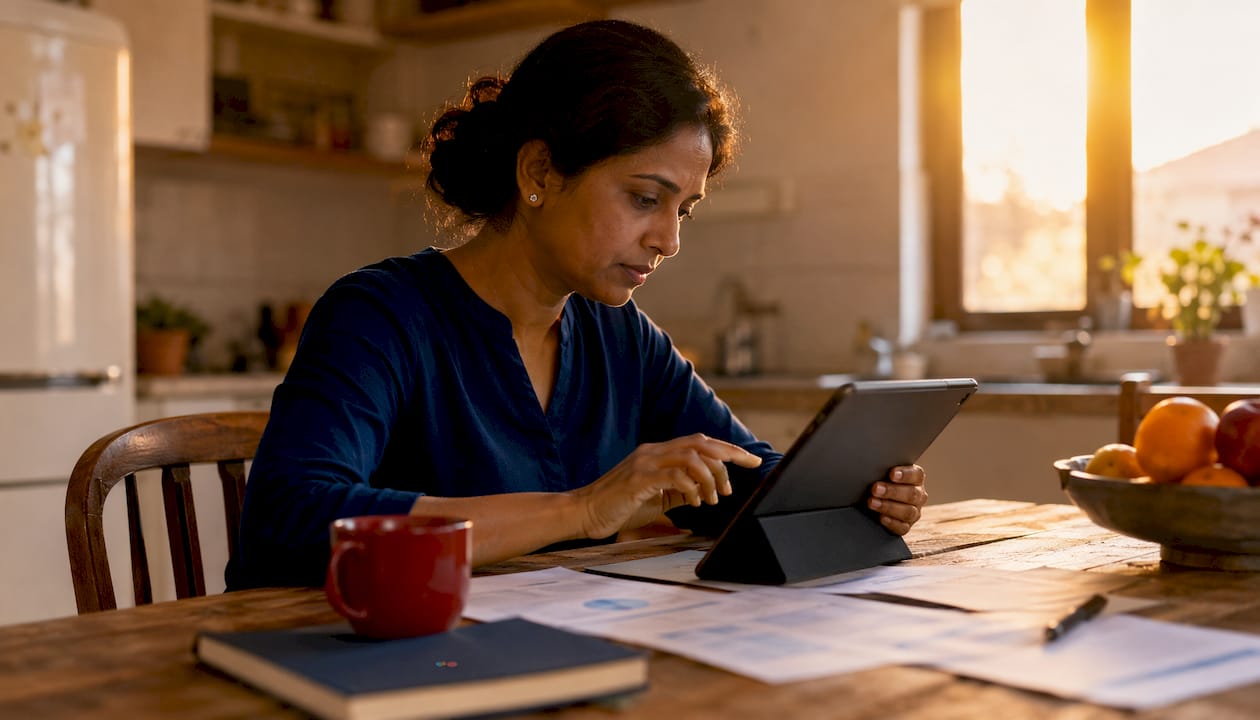 Woman reviewing ecommerce budget spreadsheets