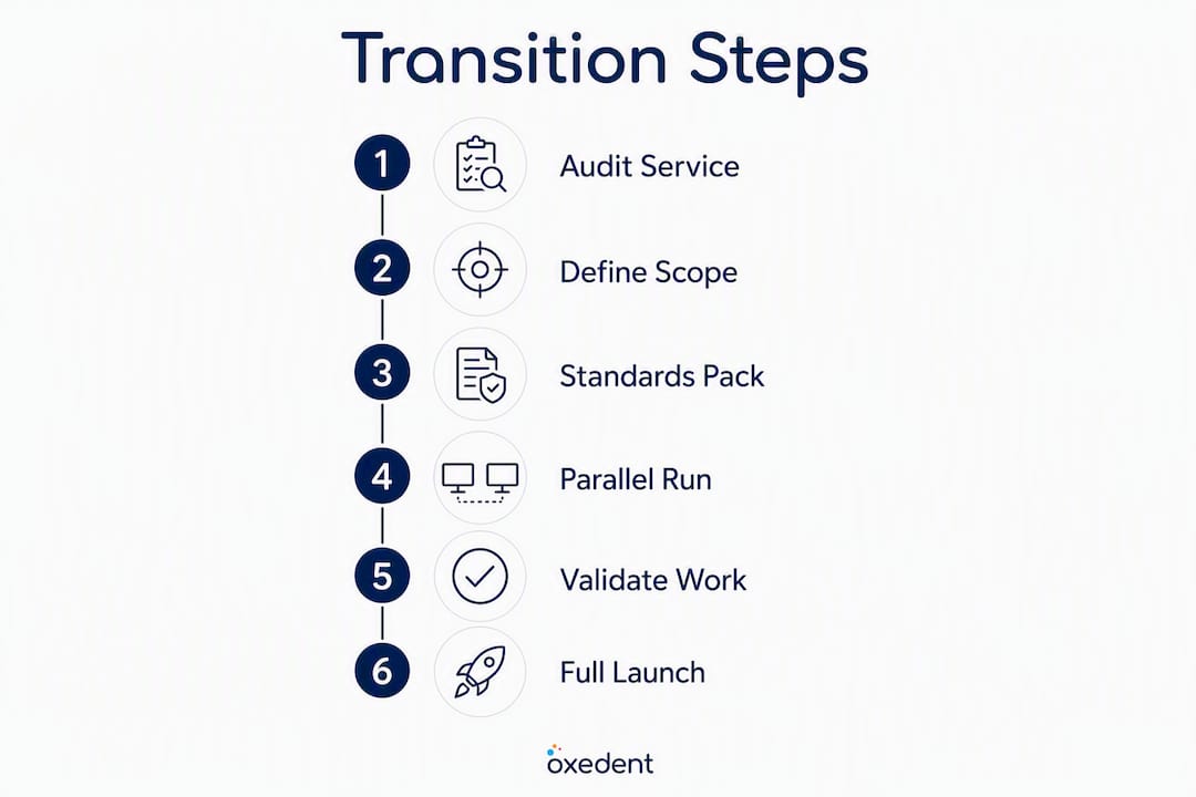 Infographic showing transition steps checklist