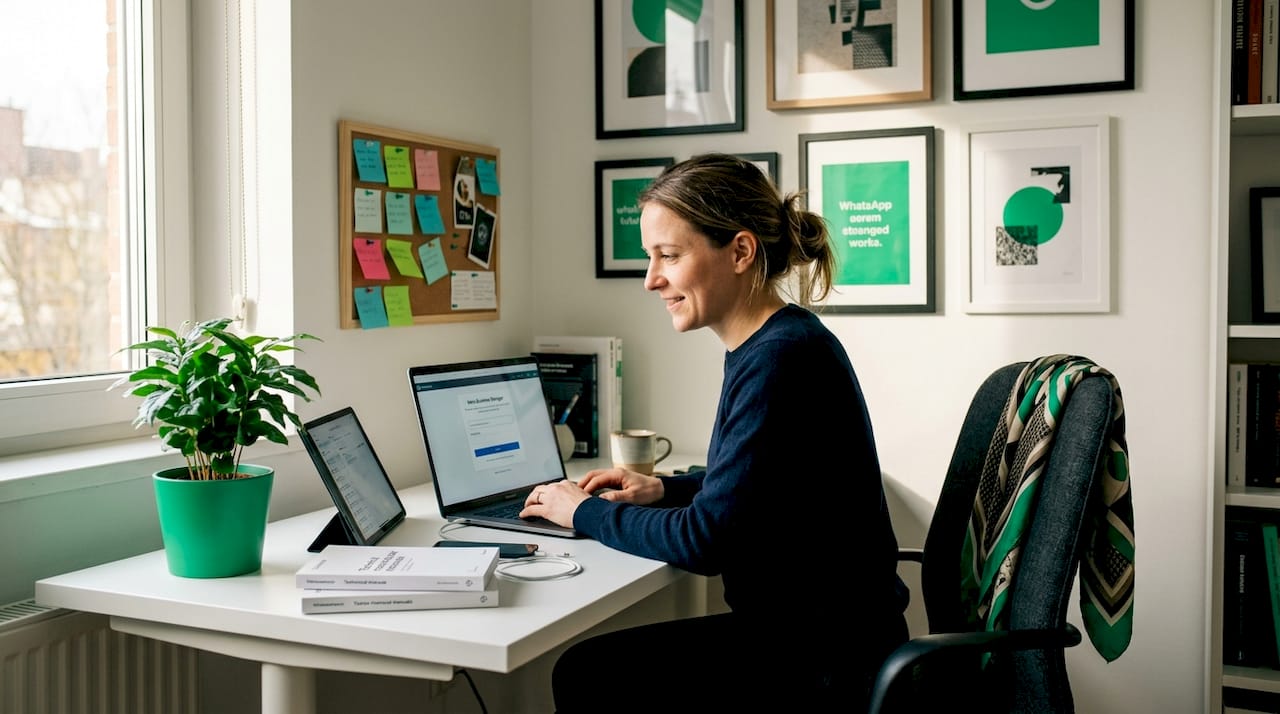 IT specialist configuring WhatsApp account