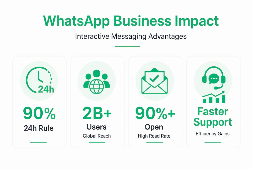 Infographic highlighting WhatsApp business message advantages