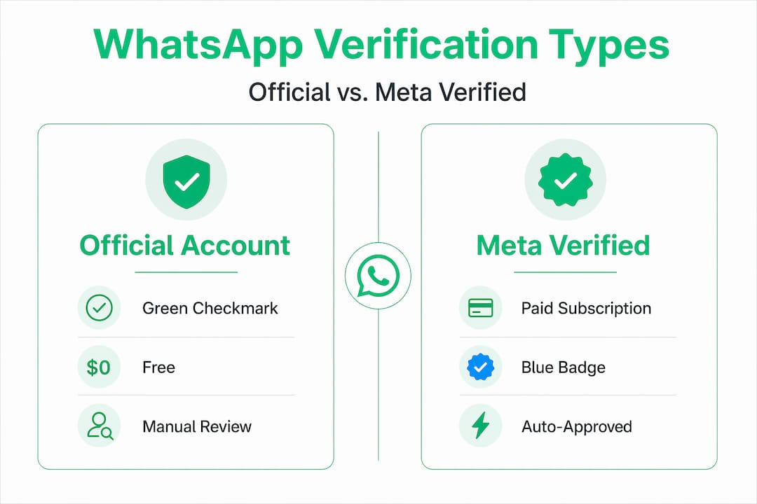 Infographic comparing WhatsApp verification types