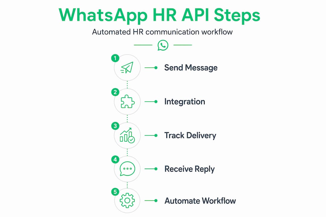 Infographic showing WhatsApp HR API workflow steps