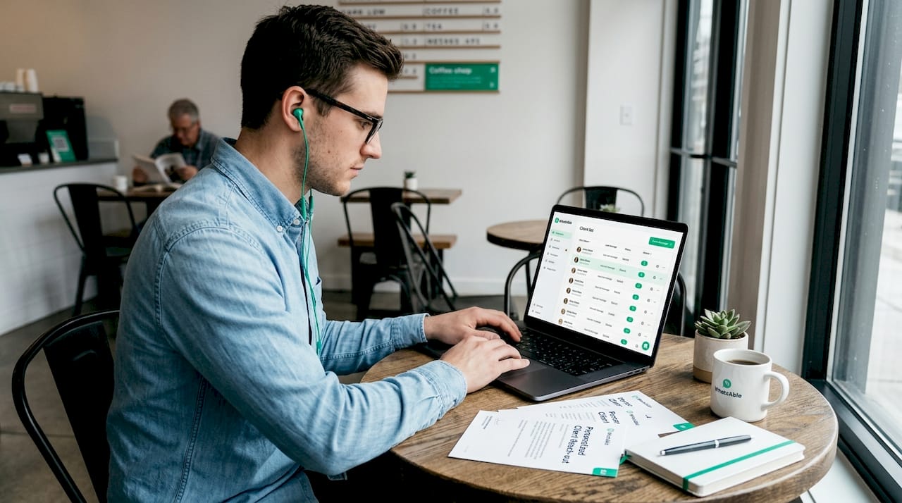 Man sending personalized customer notifications