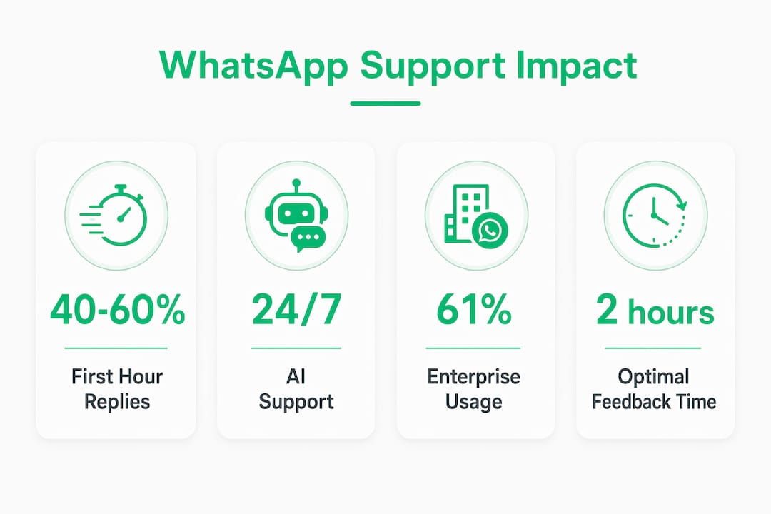 Infographic showing WhatsApp post-sale support key statistics