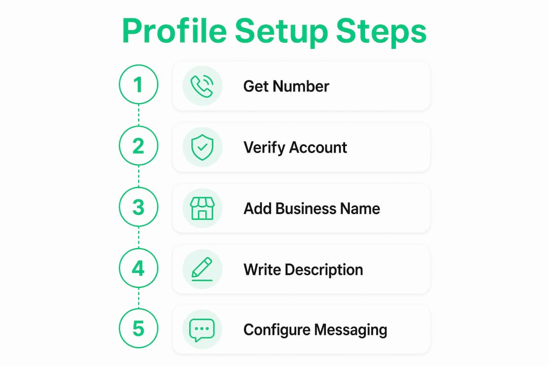 Infographic showing WhatsApp Business setup steps