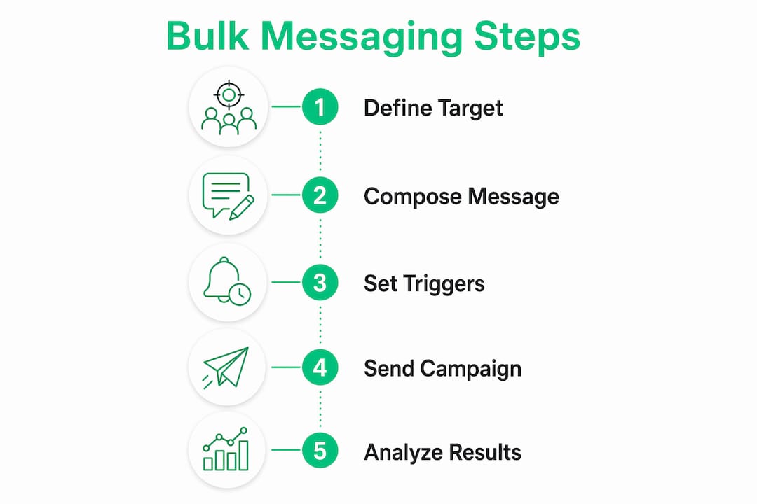 Infographic showing bulk messaging campaign steps