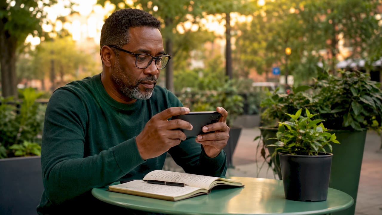 Hands holding smartphone typing session message