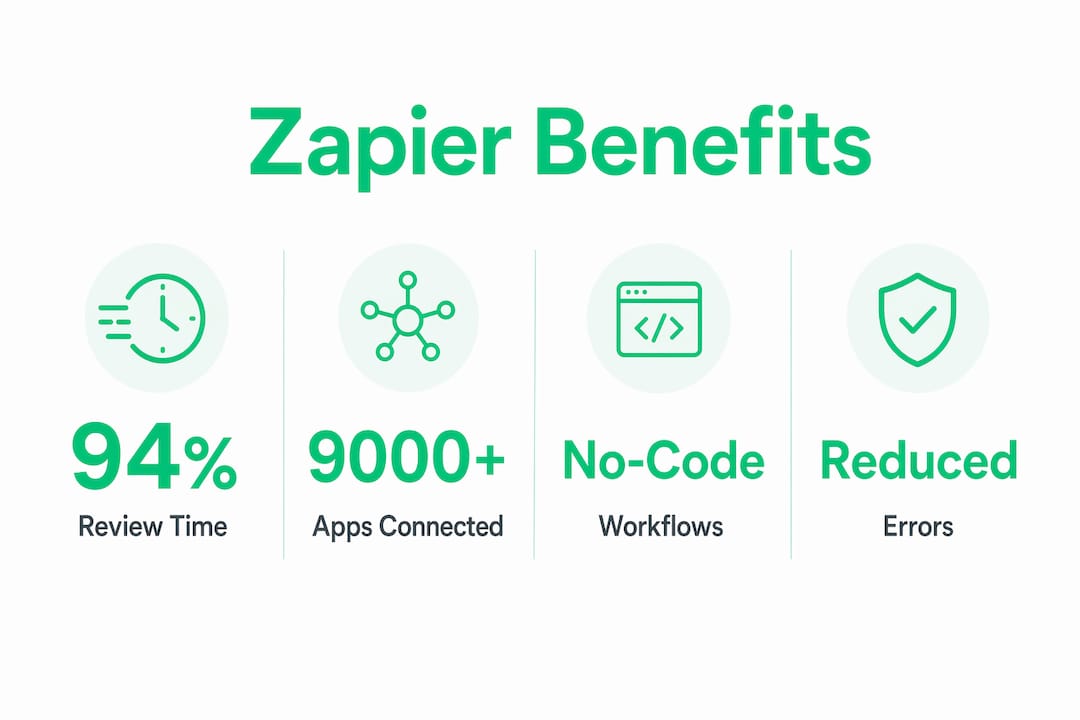 Infographic showing Zapier benefits with key stats