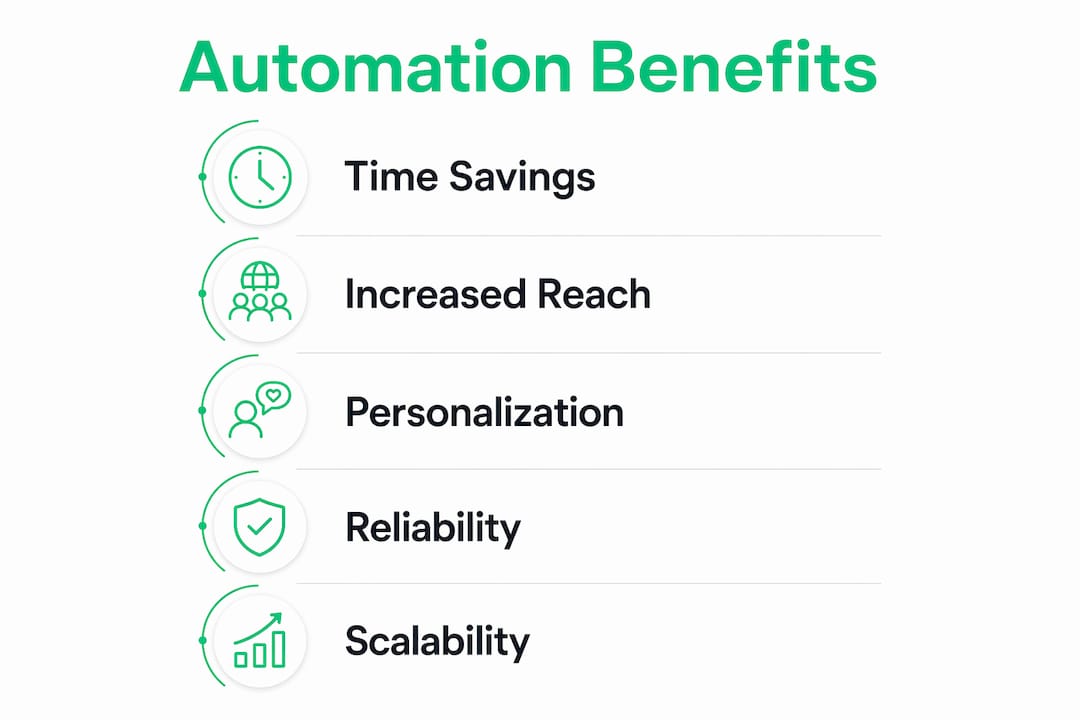 Infographic showing key benefits of scheduled message automation