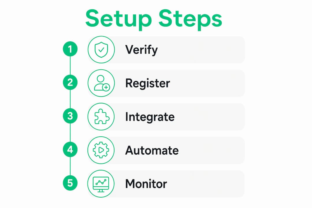 Infographic showing WhatsApp setup steps.