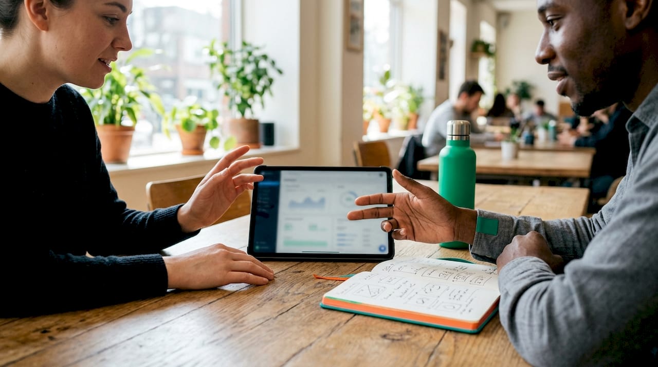 Two hands pointing at developer app dashboard