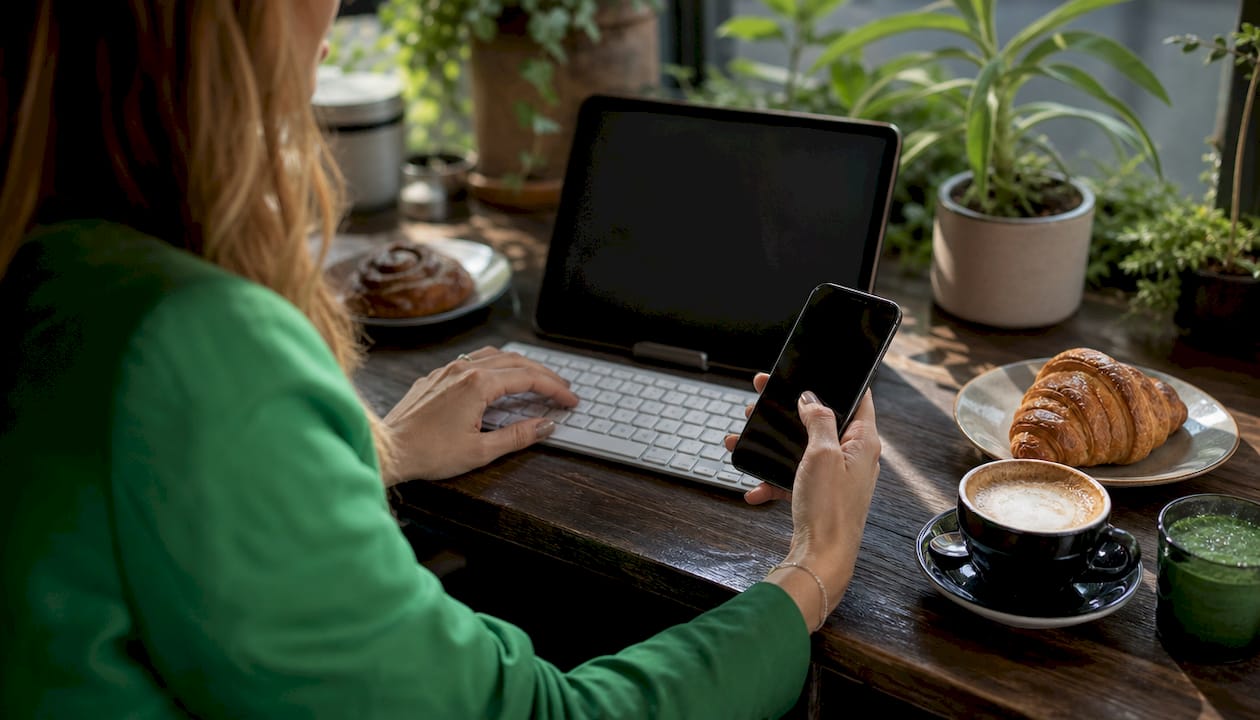 Close-up of hands typing and using WhatsApp on smartphone