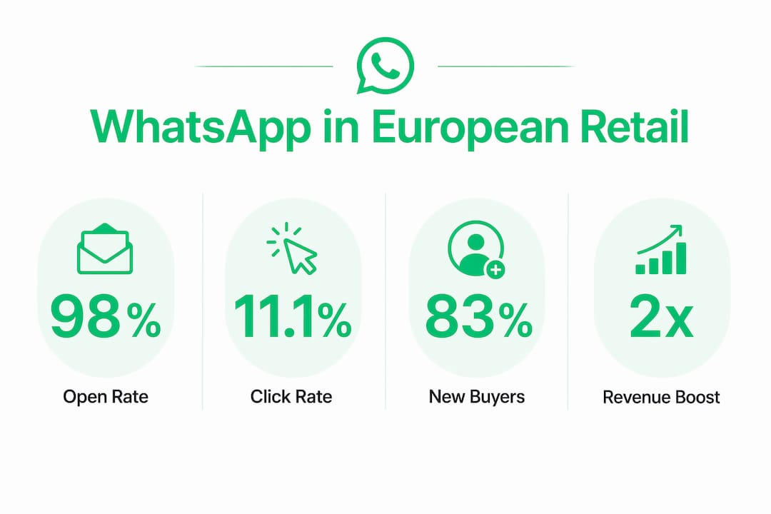 Infographic showing key WhatsApp retail statistics