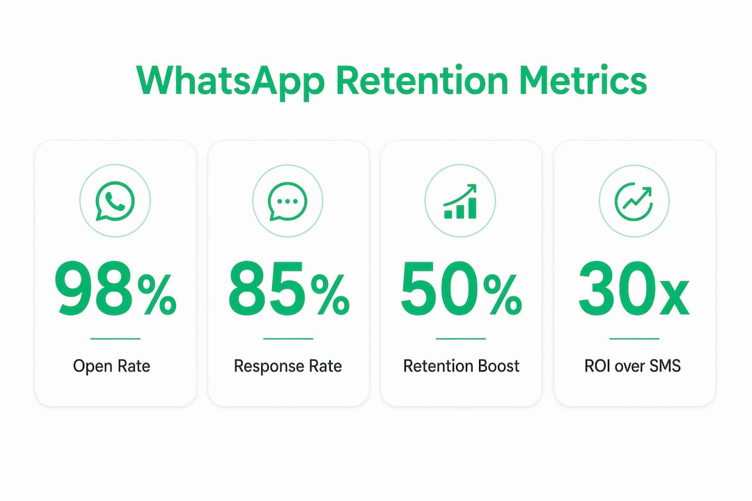 Infographic with key WhatsApp retention statistics