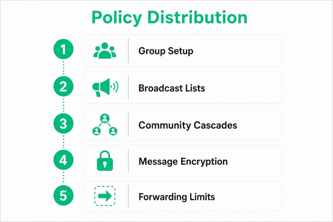 Infographic showing WhatsApp policy communication steps