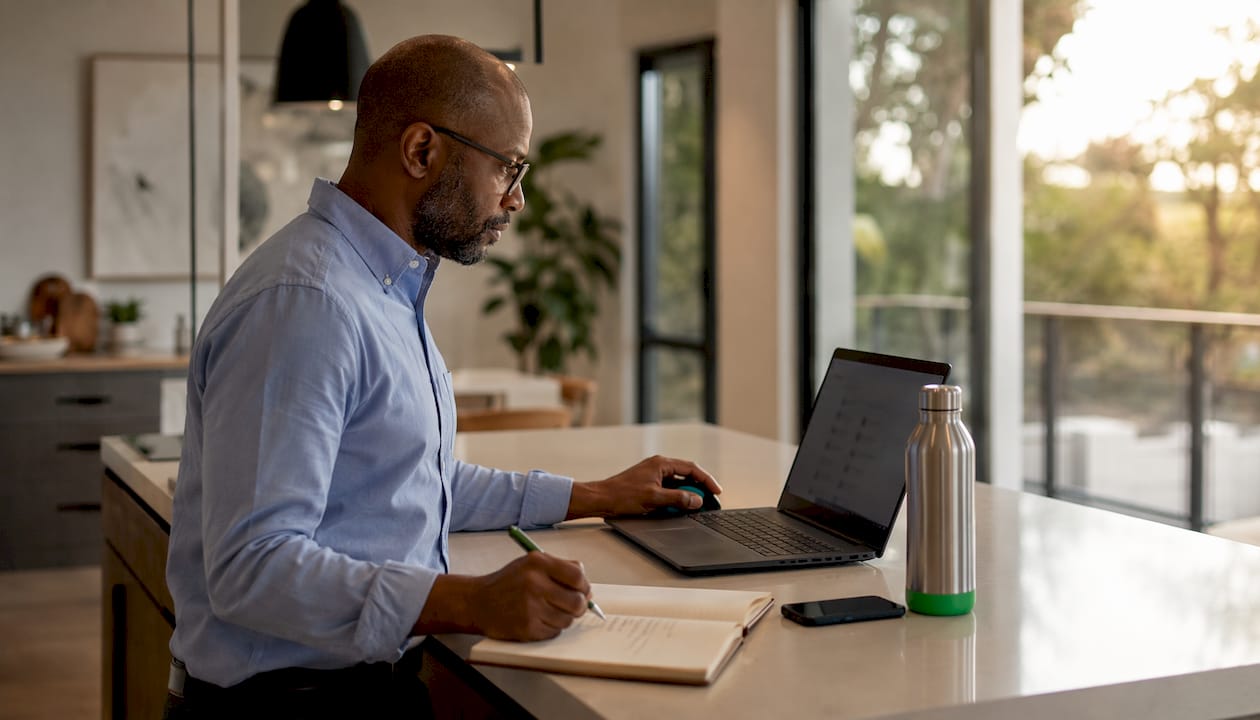 Businessman working on WhatsApp CRM integration in office