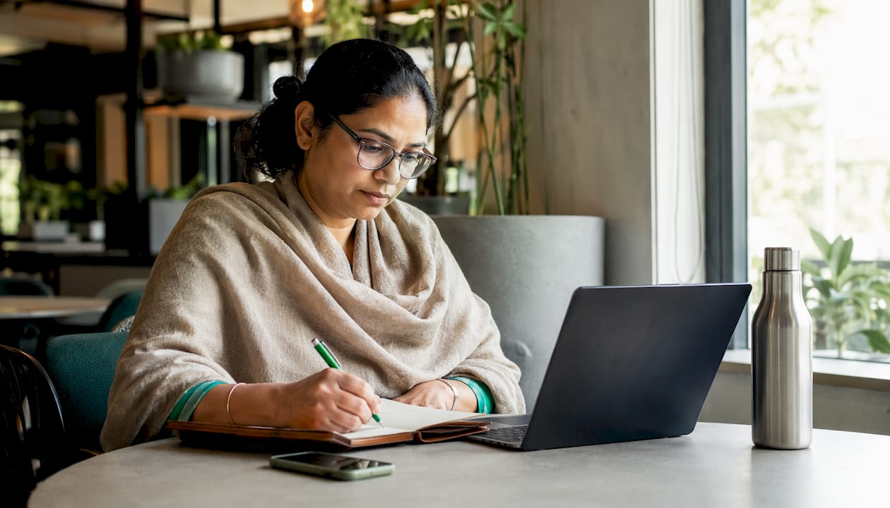 Woman working on fraud protection measures