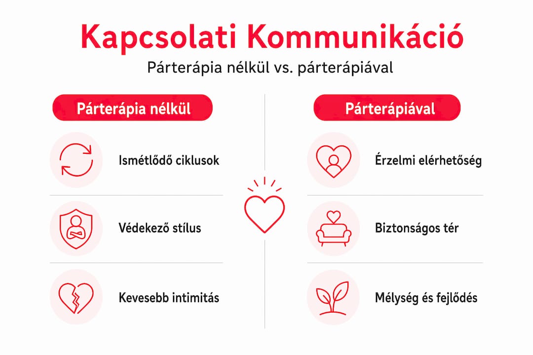 Infografika: Milyen előnyökkel jár a párterápia? Összehasonlító áttekintés