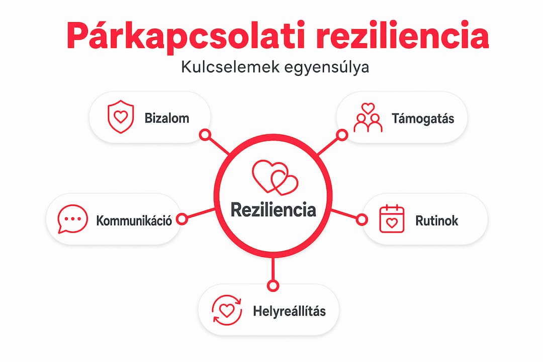 Kapcsolati ellenállóképesség öt alappillérét bemutató szemléletes ábra