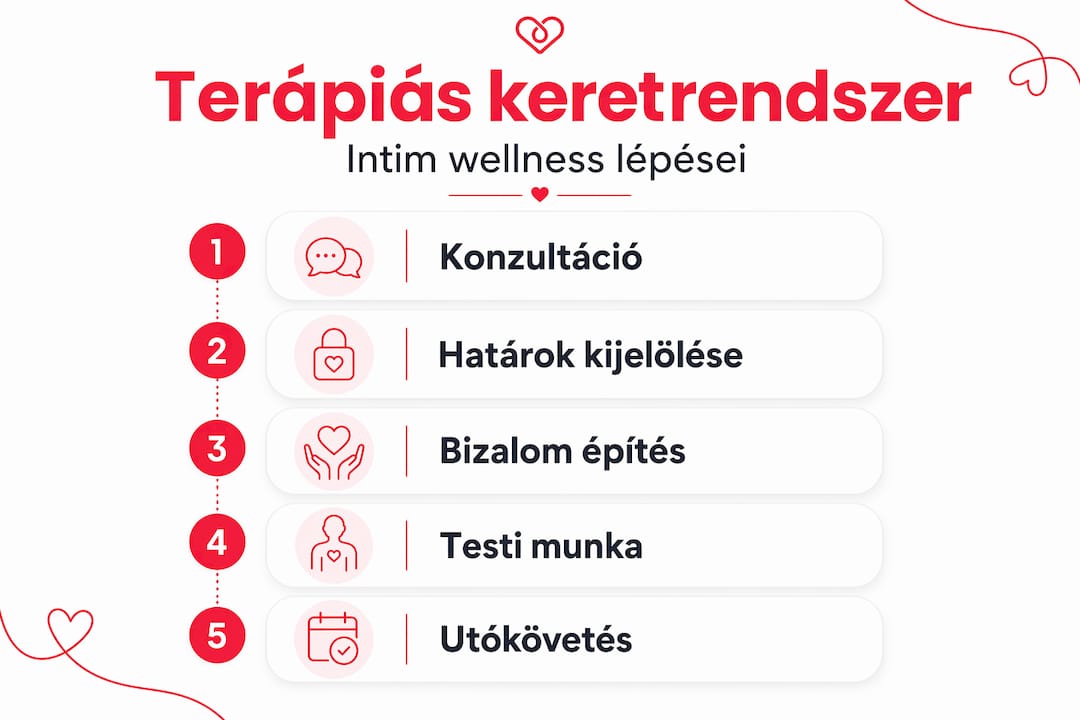 A terápiás folyamat lépéseit bemutató szemléletes infografika