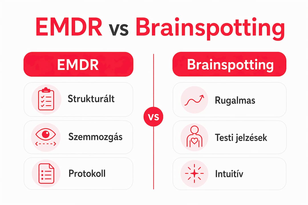 Infografika: az EMDR és a Brainspotting módszerek összehasonlítása