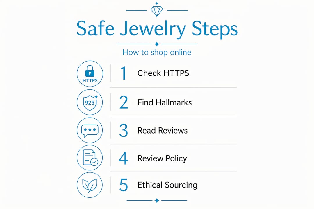 Step-by-step infographic for safe jewelry shopping